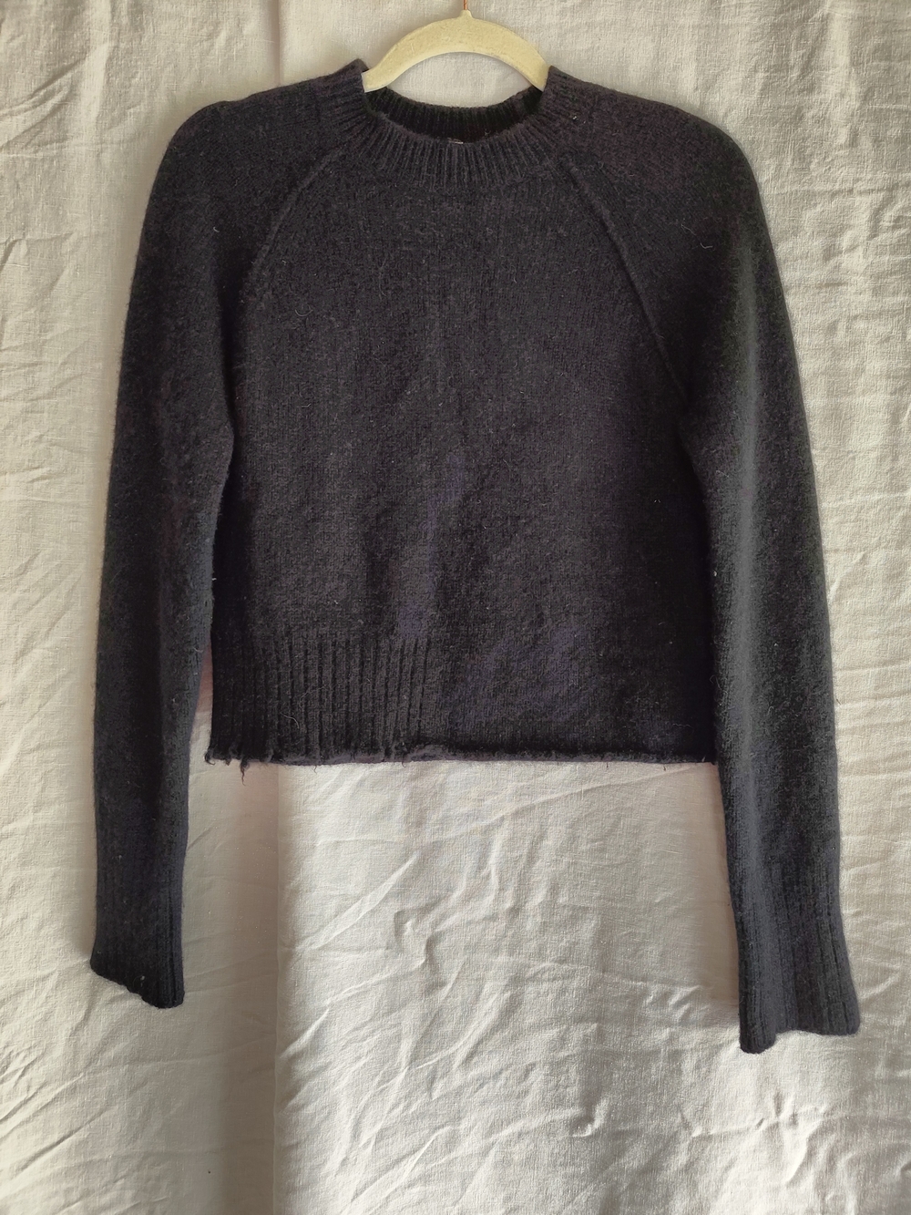Black Women's Cropped Sweater - Crewneck Pullover